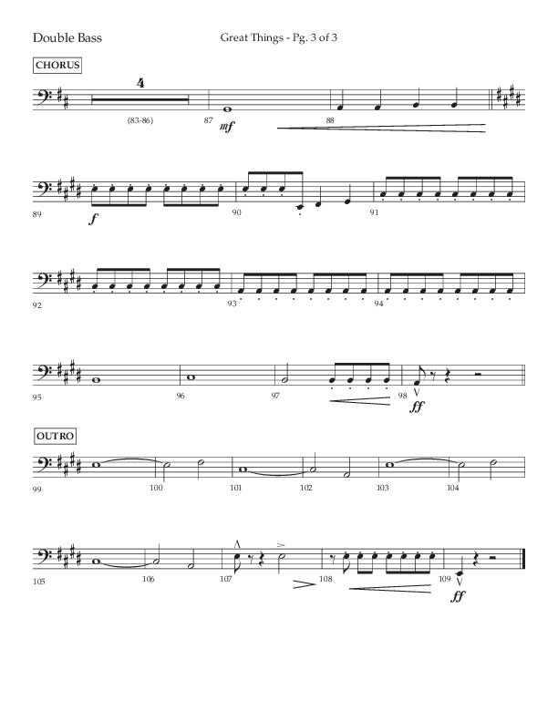 Great Things (Choral Anthem SATB) Double Bass (Lifeway Choral / Arr. Daniel Semsen)
