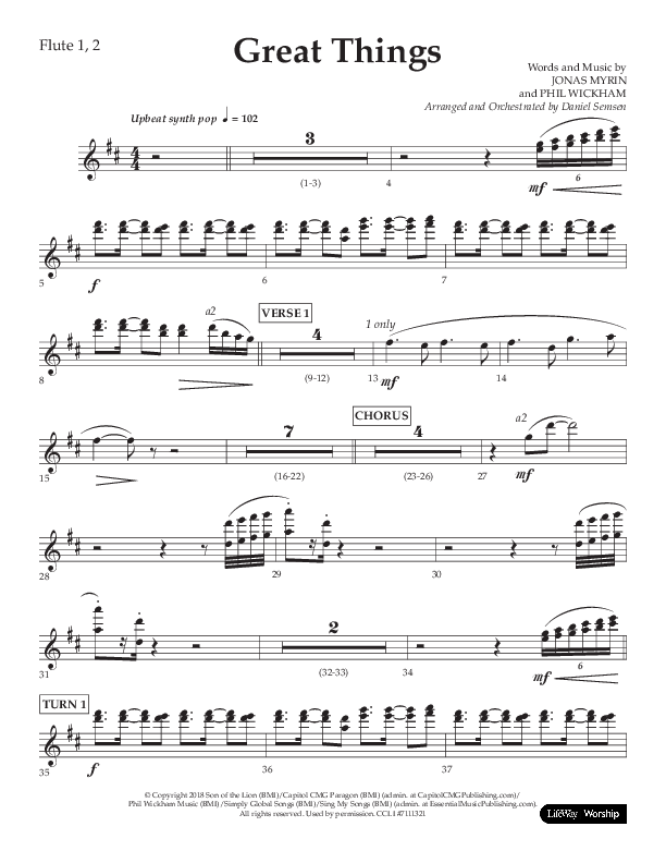 Great Things (Choral Anthem SATB) Flute 1/2 (Lifeway Choral / Arr. Daniel Semsen)
