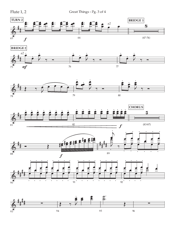 Great Things (Choral Anthem SATB) Flute 1/2 (Lifeway Choral / Arr. Daniel Semsen)