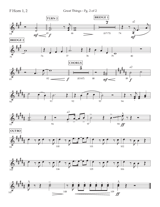 Great Things (Choral Anthem SATB) French Horn 1/2 (Lifeway Choral / Arr. Daniel Semsen)