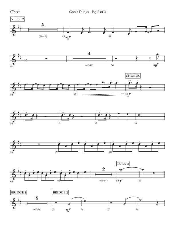 Great Things (Choral Anthem SATB) Oboe (Lifeway Choral / Arr. Daniel Semsen)