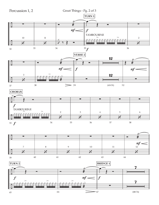 Great Things (Choral Anthem SATB) Percussion (Lifeway Choral / Arr. Daniel Semsen)