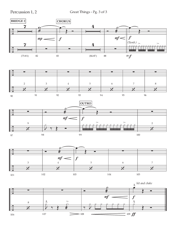 Great Things (Choral Anthem SATB) Percussion (Lifeway Choral / Arr. Daniel Semsen)
