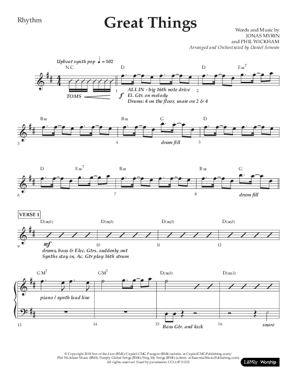Great Things (Choral Anthem SATB) Lead Melody & Rhythm (Lifeway Choral / Arr. Daniel Semsen)