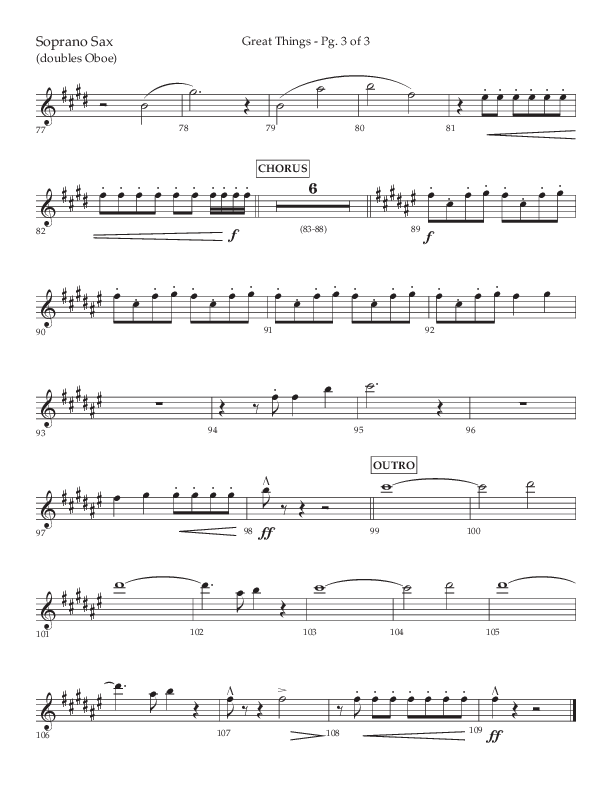 Great Things (Choral Anthem SATB) Soprano Sax (Lifeway Choral / Arr. Daniel Semsen)