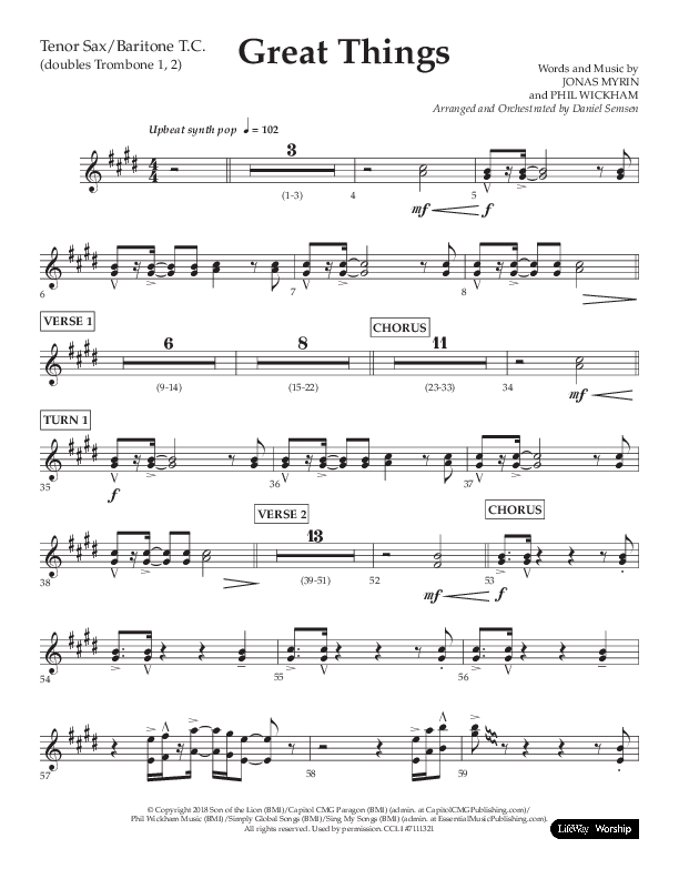 Great Things (Choral Anthem SATB) Tenor Sax/Baritone T.C. (Lifeway Choral / Arr. Daniel Semsen)