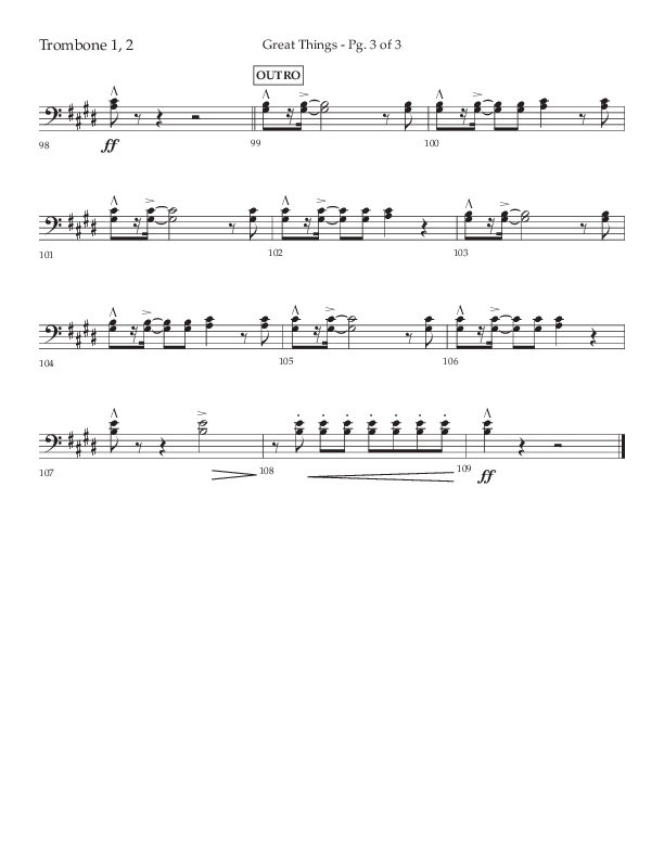 Great Things (Choral Anthem SATB) Trombone 1/2 (Lifeway Choral / Arr. Daniel Semsen)