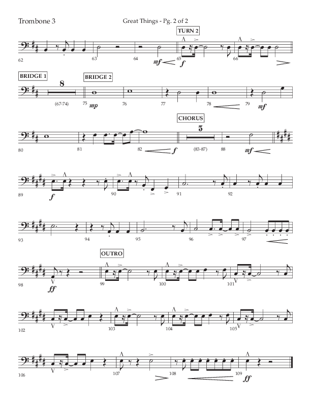 Great Things (Choral Anthem SATB) Trombone 3 (Lifeway Choral / Arr. Daniel Semsen)