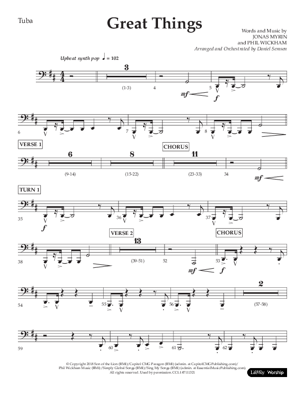 Great Things (Choral Anthem SATB) Tuba (Lifeway Choral / Arr. Daniel Semsen)