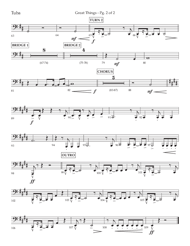 Great Things (Choral Anthem SATB) Tuba (Lifeway Choral / Arr. Daniel Semsen)