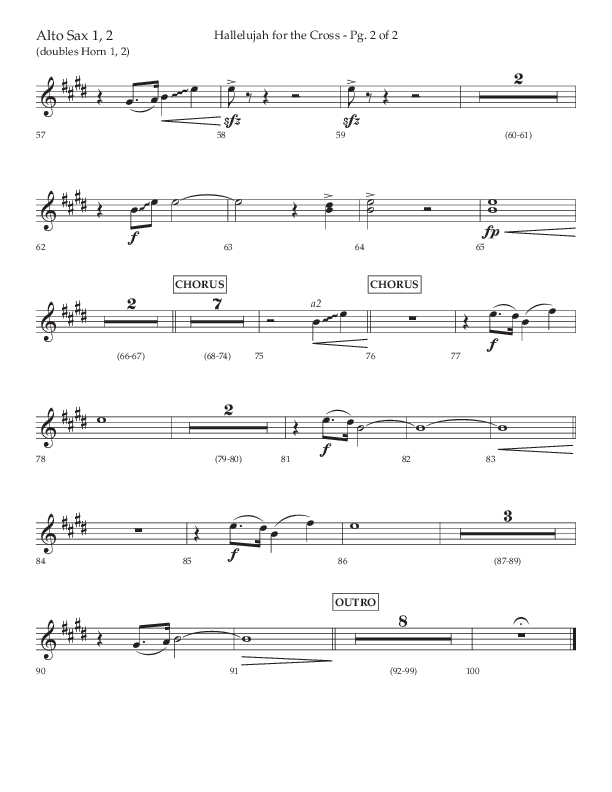 Hallelujah For The Cross (Choral Anthem SATB) Alto Sax 1/2 (Lifeway Choral / Arr. David Wise / Orch. David Shipps)