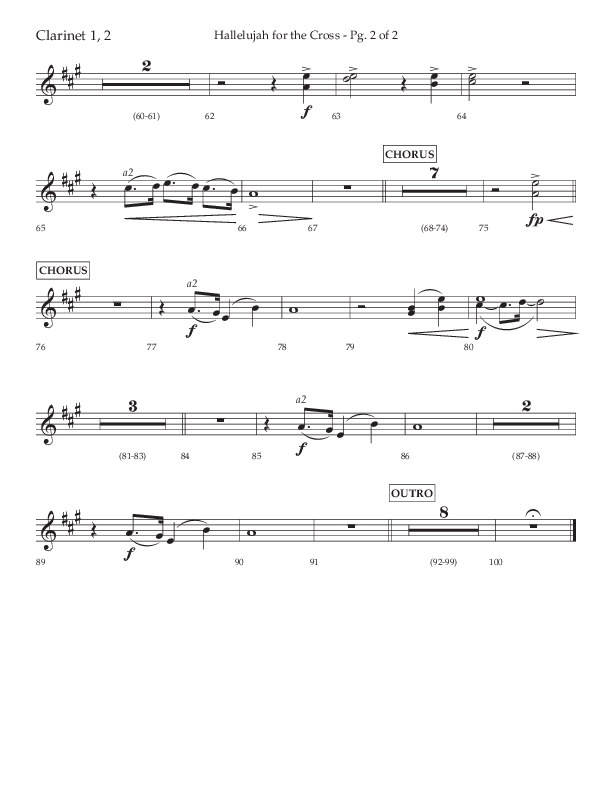 Hallelujah For The Cross (Choral Anthem SATB) Clarinet 1/2 (Lifeway Choral / Arr. David Wise / Orch. David Shipps)