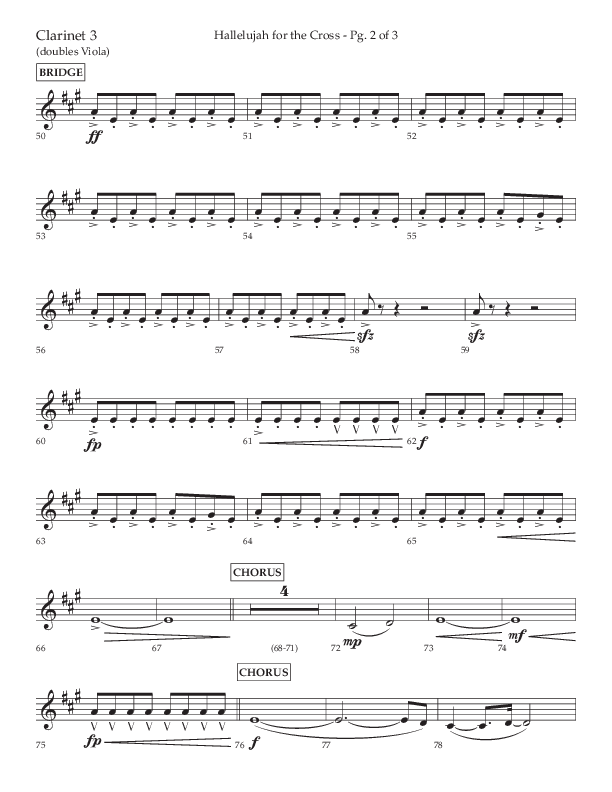 Hallelujah For The Cross (Choral Anthem SATB) Clarinet 3 (Lifeway Choral / Arr. David Wise / Orch. David Shipps)