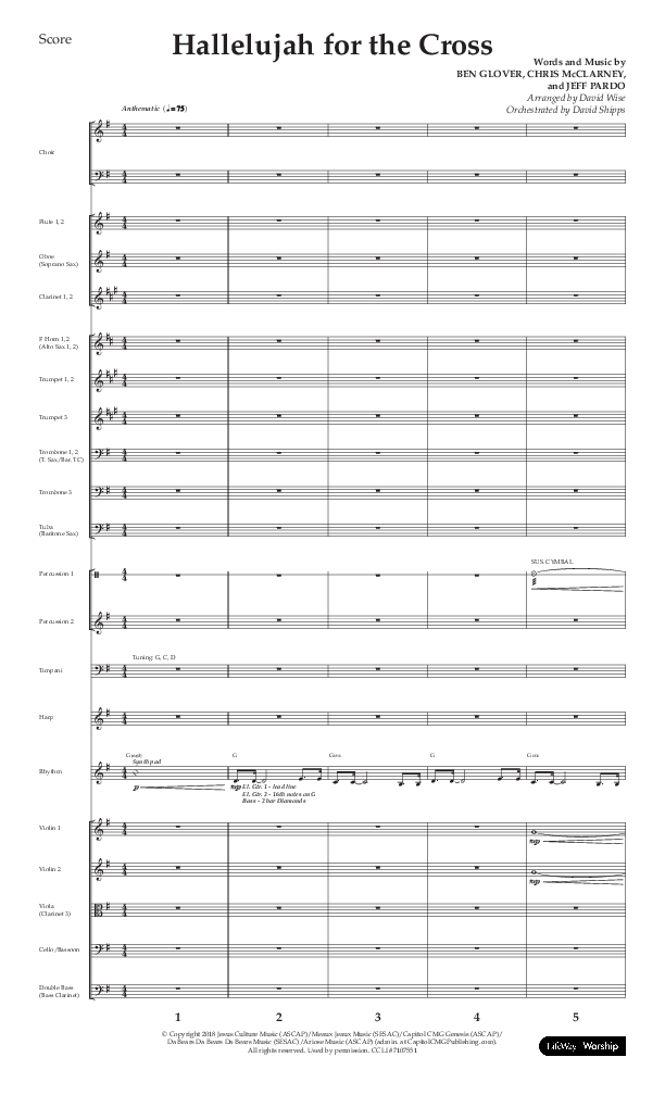 Hallelujah For The Cross (Choral Anthem SATB) Orchestration (Lifeway Choral / Arr. David Wise / Orch. David Shipps)