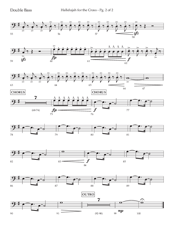 Hallelujah For The Cross (Choral Anthem SATB) Double Bass (Lifeway Choral / Arr. David Wise / Orch. David Shipps)