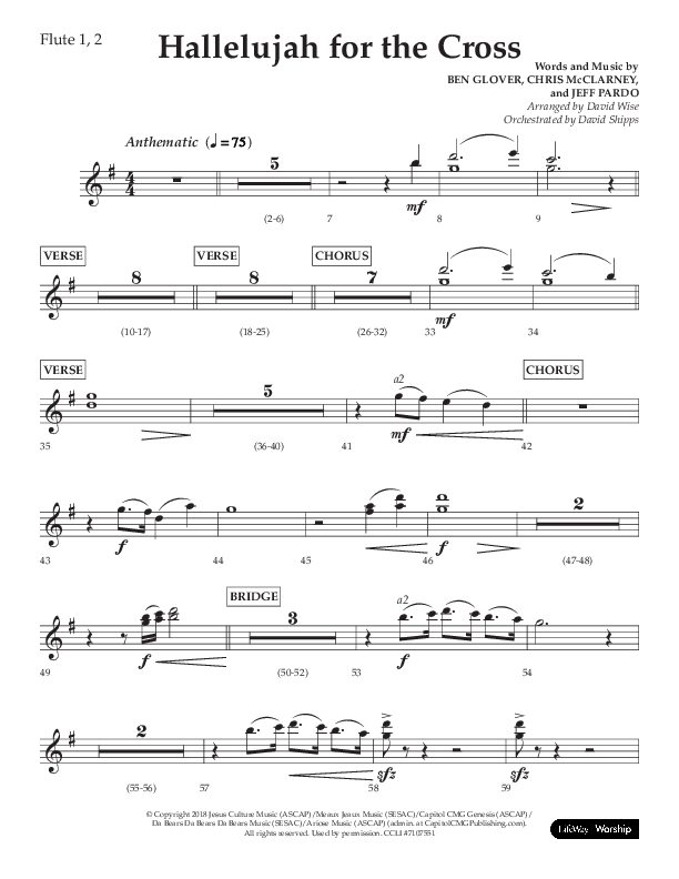 Hallelujah For The Cross (Choral Anthem SATB) Flute 1/2 (Lifeway Choral / Arr. David Wise / Orch. David Shipps)