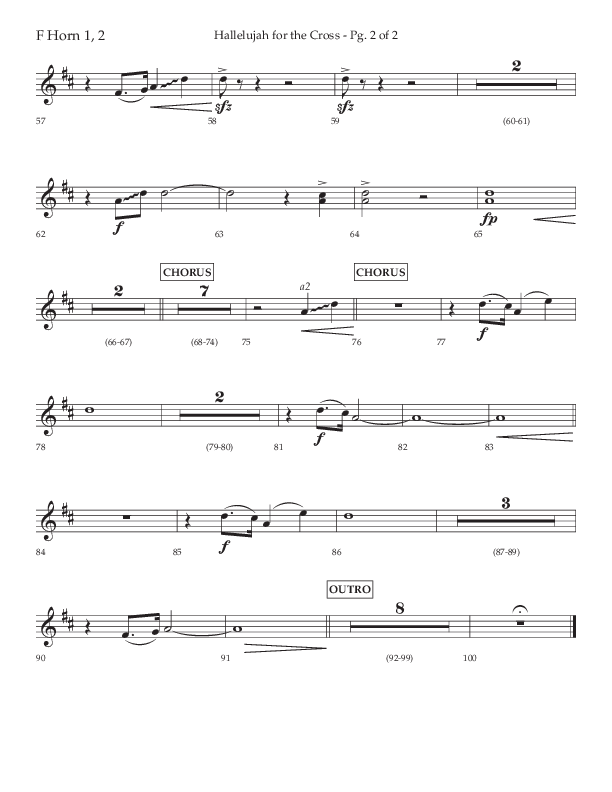Hallelujah For The Cross (Choral Anthem SATB) French Horn 1/2 (Lifeway Choral / Arr. David Wise / Orch. David Shipps)