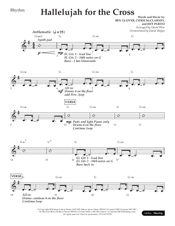Hallelujah For The Cross (Choral Anthem SATB) Lead Melody & Rhythm (Lifeway Choral / Arr. David Wise / Orch. David Shipps)