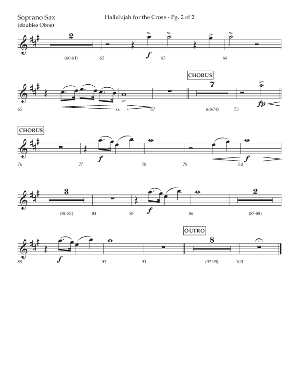 Hallelujah For The Cross (Choral Anthem SATB) Soprano Sax (Lifeway Choral / Arr. David Wise / Orch. David Shipps)