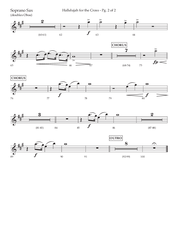 Hallelujah For The Cross (Choral Anthem SATB) Soprano Sax (Lifeway Choral / Arr. David Wise / Orch. David Shipps)