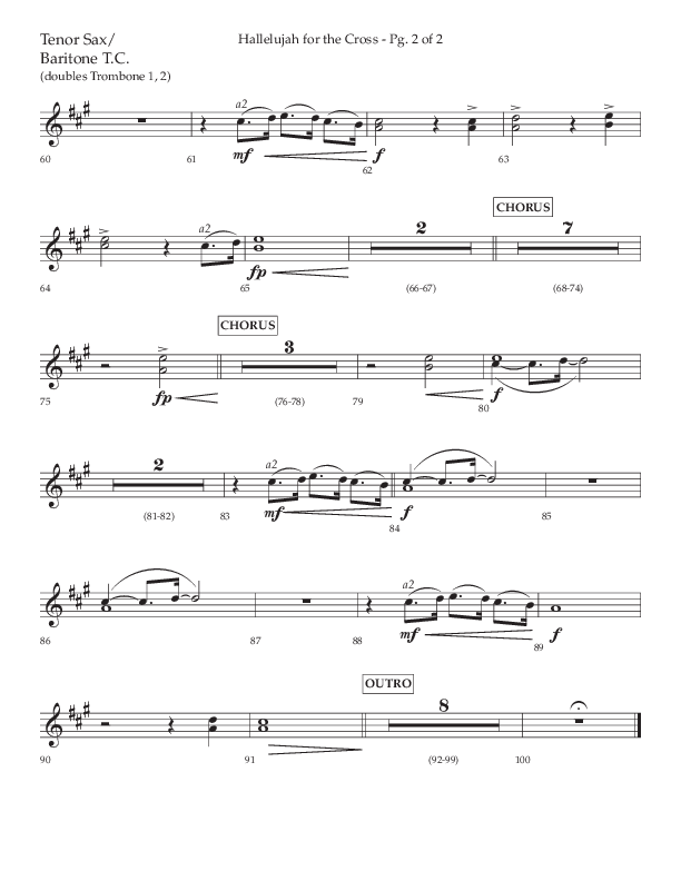 Hallelujah For The Cross (Choral Anthem SATB) Tenor Sax/Baritone T.C. (Lifeway Choral / Arr. David Wise / Orch. David Shipps)