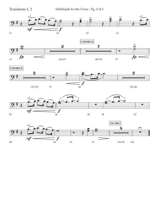 Hallelujah For The Cross (Choral Anthem SATB) Trombone 1/2 (Lifeway Choral / Arr. David Wise / Orch. David Shipps)