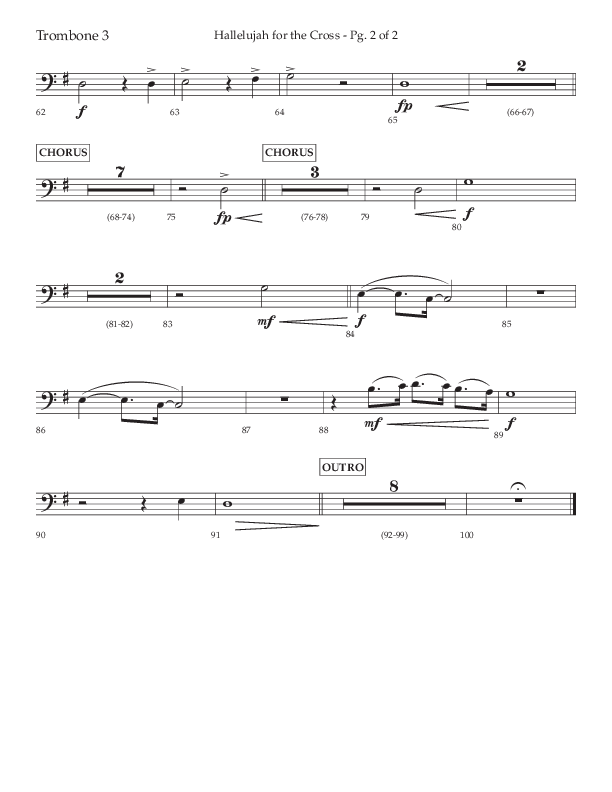Hallelujah For The Cross (Choral Anthem SATB) Trombone 3 (Lifeway Choral / Arr. David Wise / Orch. David Shipps)