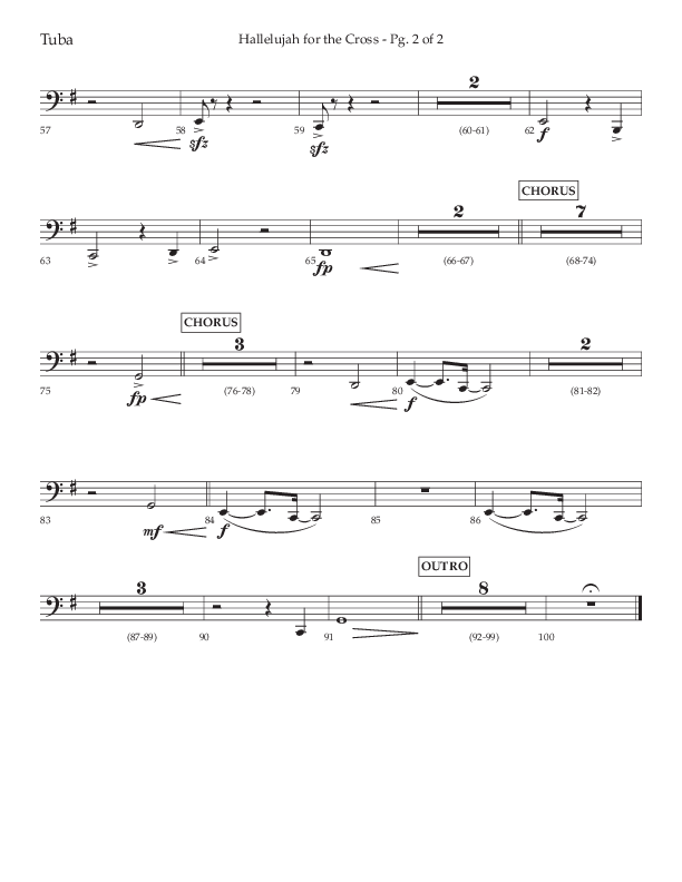 Hallelujah For The Cross (Choral Anthem SATB) Tuba (Lifeway Choral / Arr. David Wise / Orch. David Shipps)