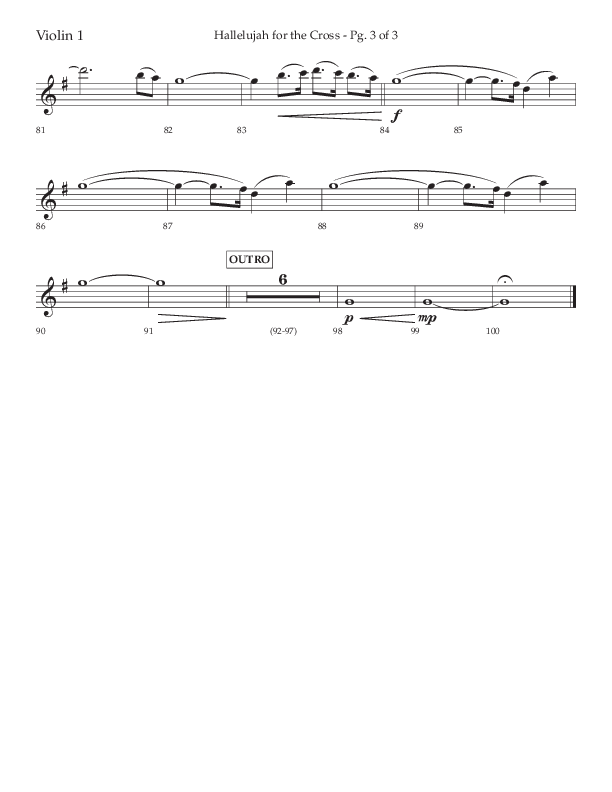 Hallelujah For The Cross (Choral Anthem SATB) Violin 1 (Lifeway Choral / Arr. David Wise / Orch. David Shipps)