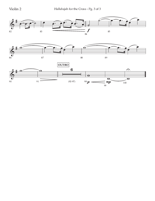 Hallelujah For The Cross (Choral Anthem SATB) Violin 2 (Lifeway Choral / Arr. David Wise / Orch. David Shipps)