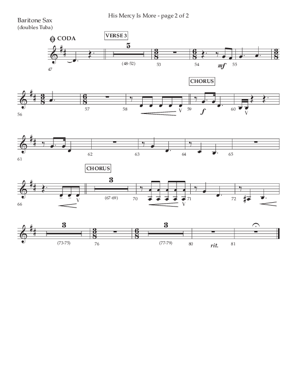 His Mercy Is More (Choral Anthem SATB) Bari Sax (Lifeway Choral / Arr. Tim Pitzer / Orch. Camp Kirkland)