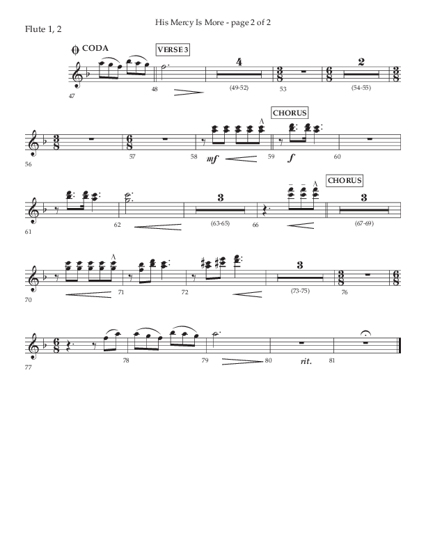 His Mercy Is More (Choral Anthem SATB) Flute 1/2 (Lifeway Choral / Arr. Tim Pitzer / Orch. Camp Kirkland)