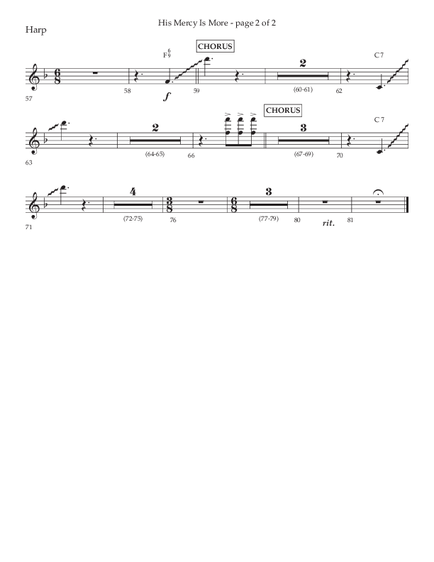 His Mercy Is More (Choral Anthem SATB) Harp (Lifeway Choral / Arr. Tim Pitzer / Orch. Camp Kirkland)