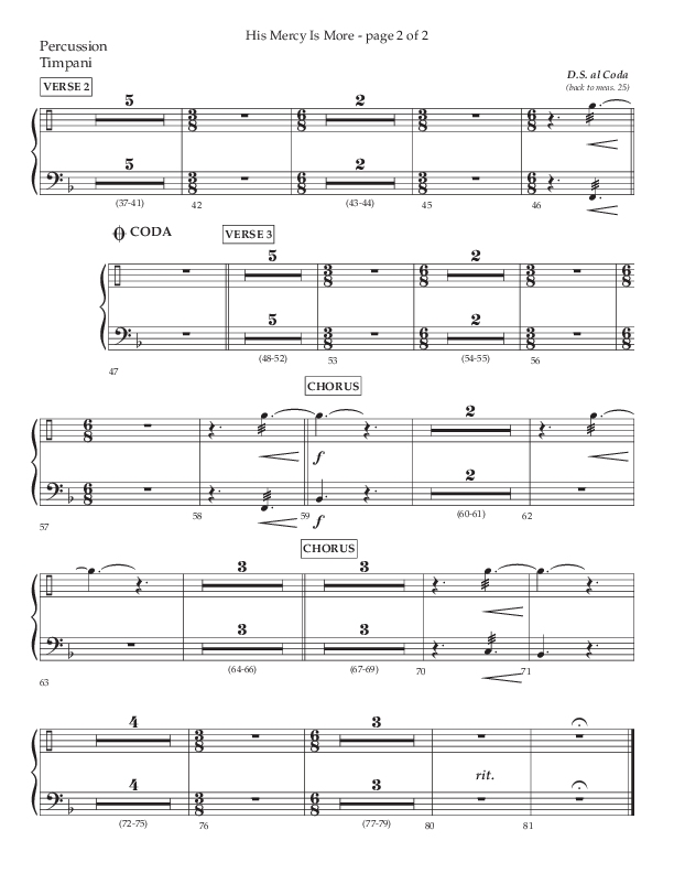 His Mercy Is More (Choral Anthem SATB) Percussion (Lifeway Choral / Arr. Tim Pitzer / Orch. Camp Kirkland)