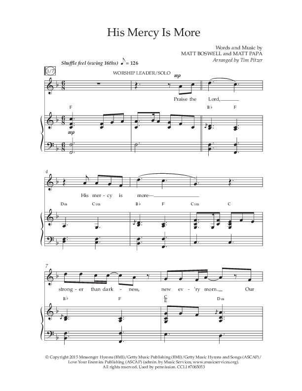 His Mercy Is More (Choral Anthem SATB) Anthem (SATB/Piano) (Lifeway Choral / Arr. Tim Pitzer / Orch. Camp Kirkland)