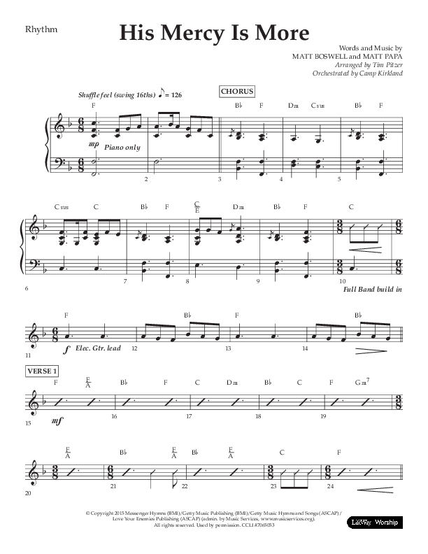 His Mercy Is More (Choral Anthem SATB) Lead Melody & Rhythm (Lifeway Choral / Arr. Tim Pitzer / Orch. Camp Kirkland)