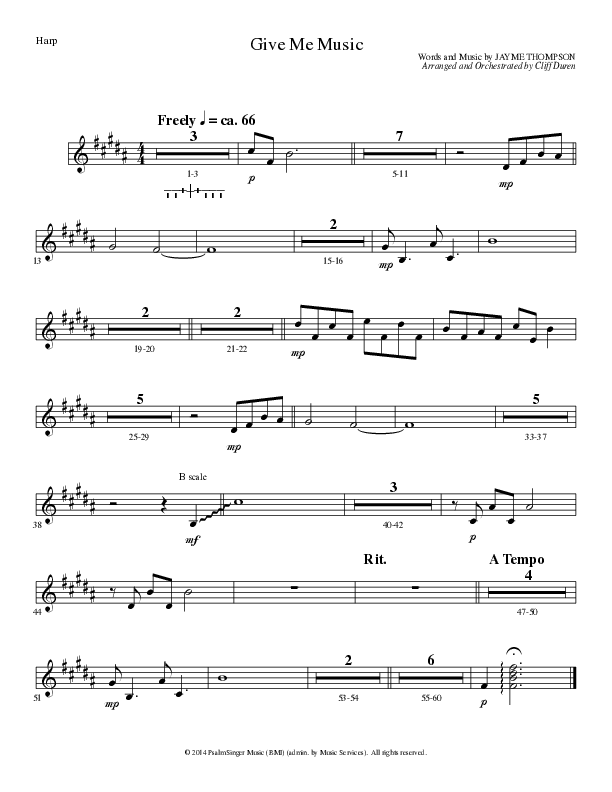 Give Me Music (Choral Anthem SATB) Harp (Lillenas Choral / Arr. Cliff Duren)