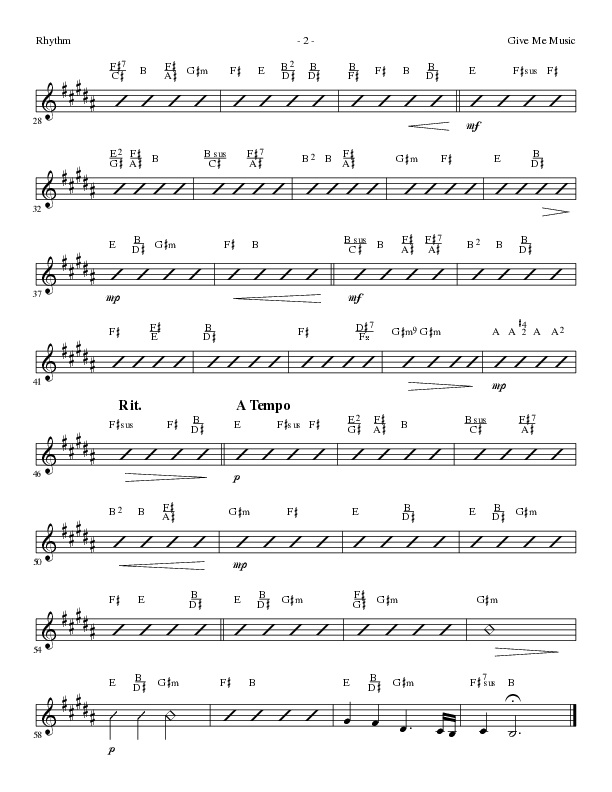 Give Me Music (Choral Anthem SATB) Rhythm Chart (Lillenas Choral / Arr. Cliff Duren)