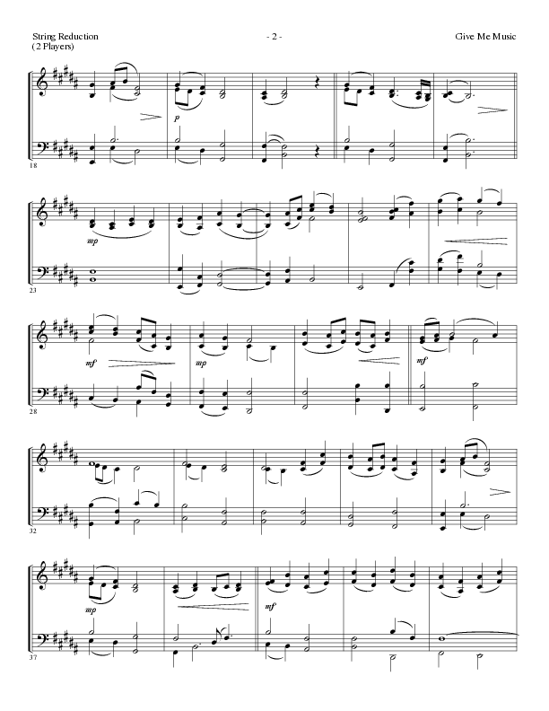 Give Me Music (Choral Anthem SATB) String Reduction (Lillenas Choral / Arr. Cliff Duren)