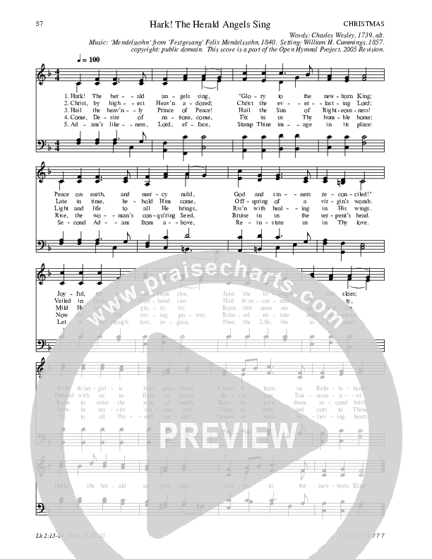Hark The Herald Angels Sing Hymn Sheet (SATB) (Traditional Hymn)