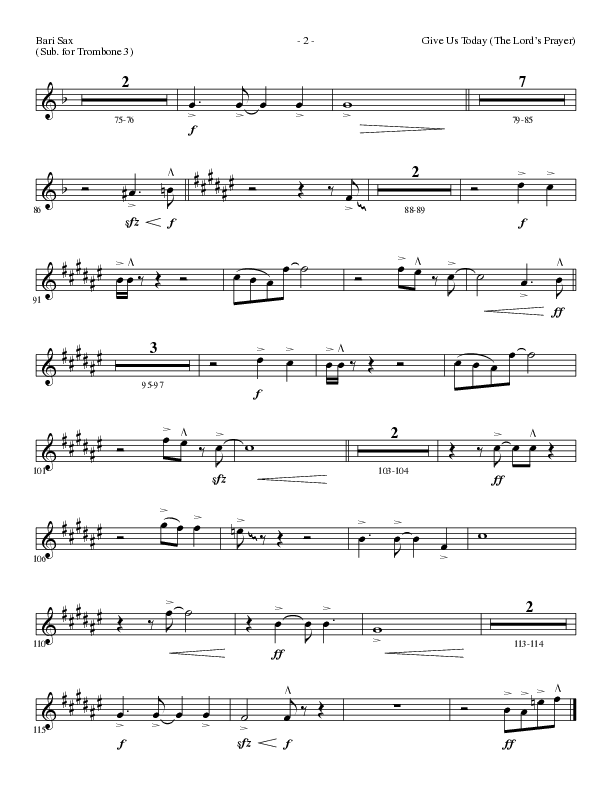 Give Us Today (The Lord’s Prayer) (Choral Anthem SATB) Bari Sax (Lillenas Choral / Arr. Nick Robertson)