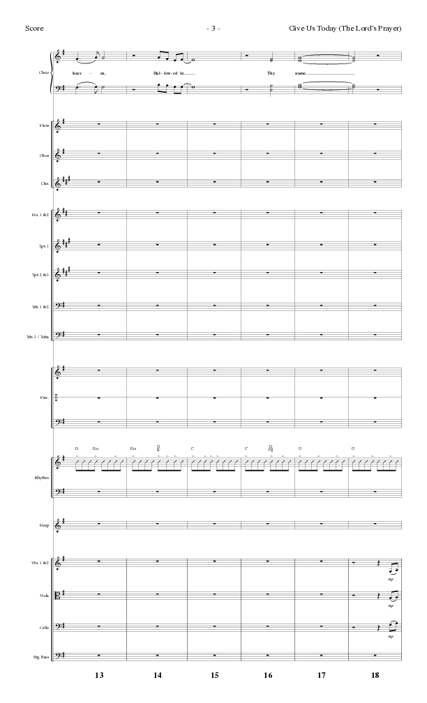 Give Us Today (The Lord’s Prayer) (Choral Anthem SATB) Orchestration (Lillenas Choral / Arr. Nick Robertson)