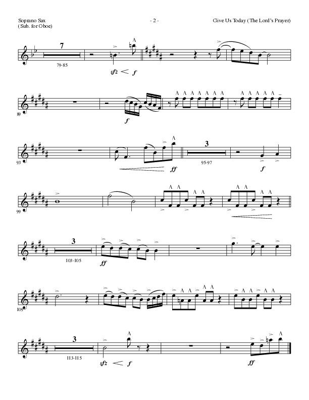 Give Us Today (The Lord’s Prayer) (Choral Anthem SATB) Soprano Sax (Lillenas Choral / Arr. Nick Robertson)