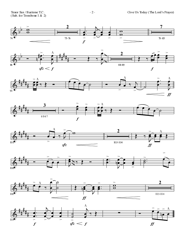 Give Us Today (The Lord’s Prayer) (Choral Anthem SATB) Tenor Sax/Baritone T.C. (Lillenas Choral / Arr. Nick Robertson)