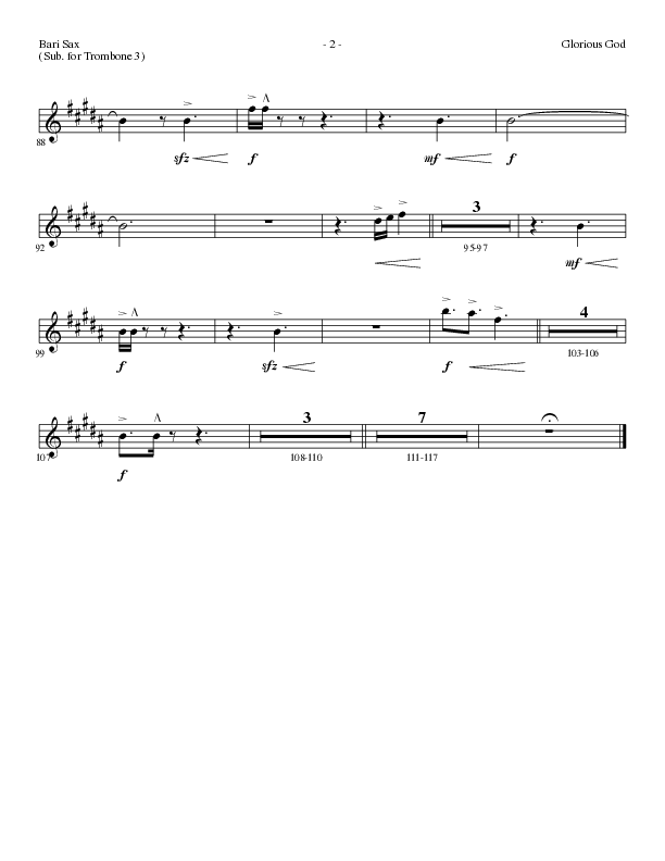 Glorious God (Choral Anthem SATB) Bari Sax (Lillenas Choral / Arr. Cliff Duren)