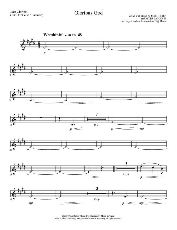 Glorious God (Choral Anthem SATB) Bass Clarinet (Lillenas Choral / Arr. Cliff Duren)