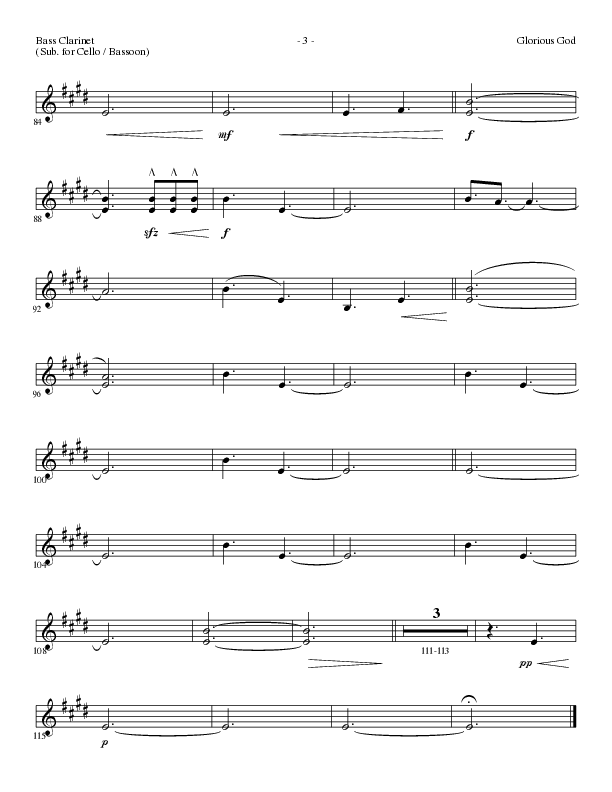 Glorious God (Choral Anthem SATB) Bass Clarinet (Lillenas Choral / Arr. Cliff Duren)