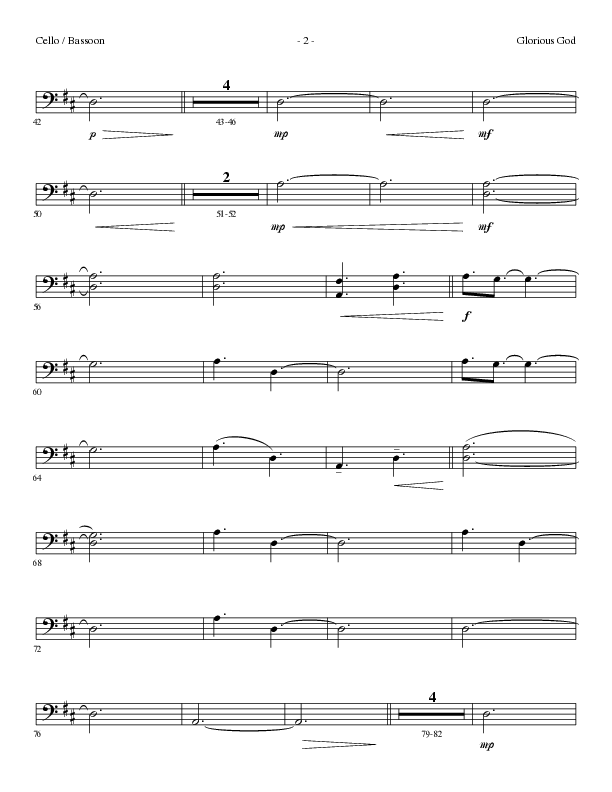Glorious God (Choral Anthem SATB) Cello (Lillenas Choral / Arr. Cliff Duren)