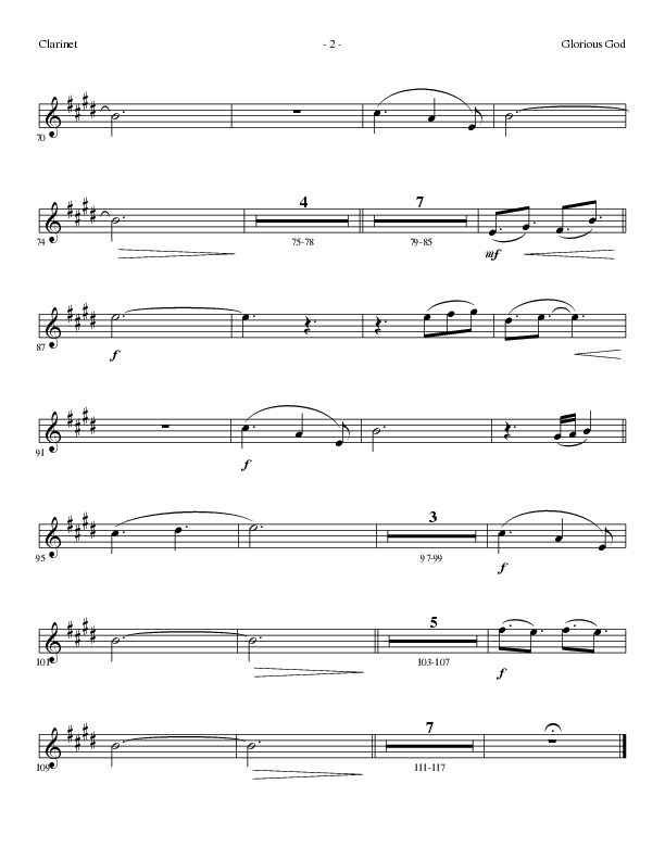 Glorious God (Choral Anthem SATB) Clarinet (Lillenas Choral / Arr. Cliff Duren)