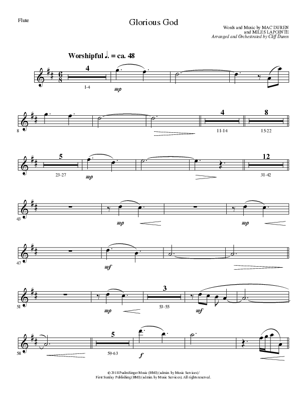 Glorious God (Choral Anthem SATB) Flute (Lillenas Choral / Arr. Cliff Duren)